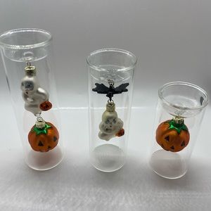 Vintage glass Halloween candle holders